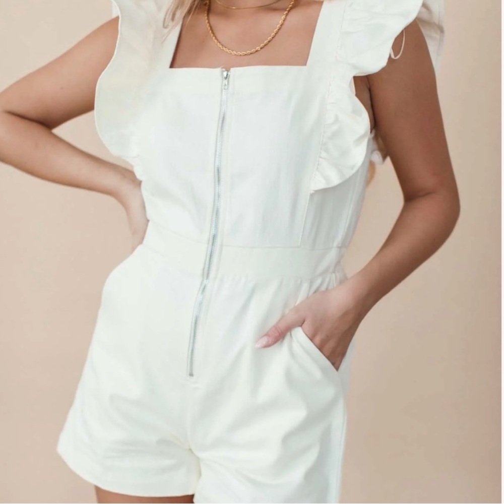 NWT White romper Iris Denim romper